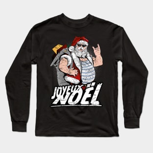 Joyeux noël cool tattooed santa claus with sunglasses Long Sleeve T-Shirt